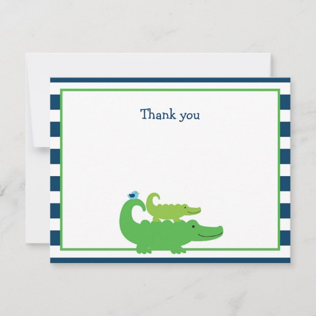 Modern Preppy Alligator Flat Thank You Note Cards (Front)