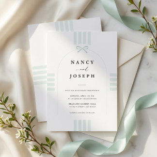 Modern Preppy Bow Striped Wedding Invitation