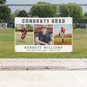 Modern Preppy Congrats Grad Photo Collage  Banner
