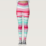 Modern Preppy Cyan Magenta Watercolor Stripe Leggings<br><div class="desc">Modern Preppy Cyan Magenta Watercolor Stripe Pattern Women's Leggings features a modern cyan and mageneta watercolor stripe pattern. Perfect gift for her for birthday,  mum for Mother's Day,  sister or bestie for Christmas and holidays. Designed by ©Evco Studio www.zazzle.com/store/evcostudio</div>