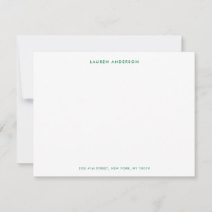 Modern Preppy Green Personalized Flat Card