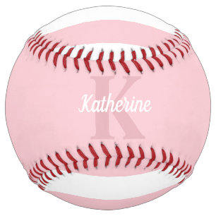 Modern Preppy Pastel Pink Monogrammed Feminine Softball