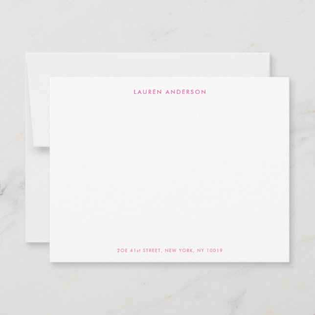Modern Preppy Pink Personalized Flat Card (Front)