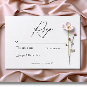 Modern Pressed Pastel Wildflowers Wedding RSVP Card