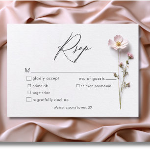 Modern Pressed Pastel Wildflowers Wedding RSVP Card