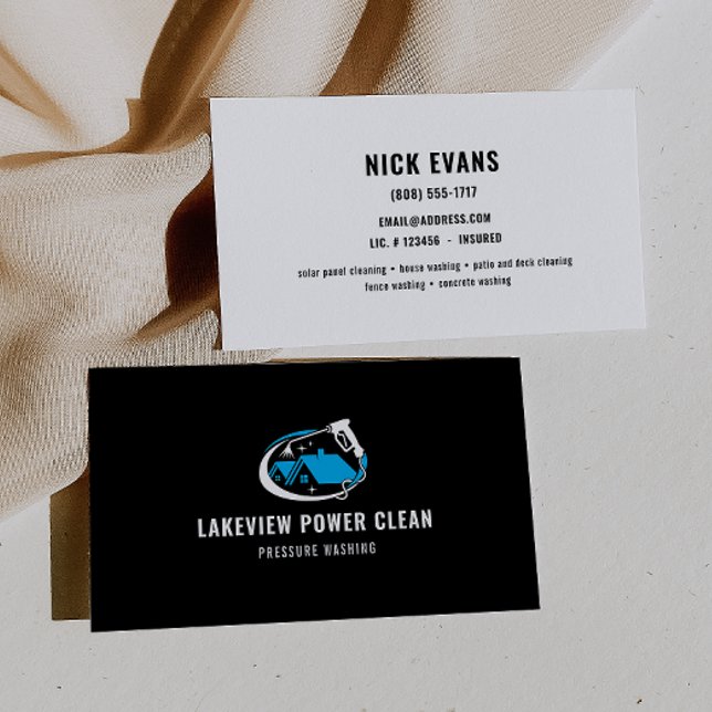 Modern Pressure Washing Logo Business Card (Creator Uploaded)