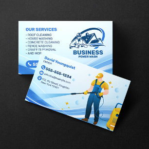 Modern Pressure Washing Power Wash House Cleaning Business Card