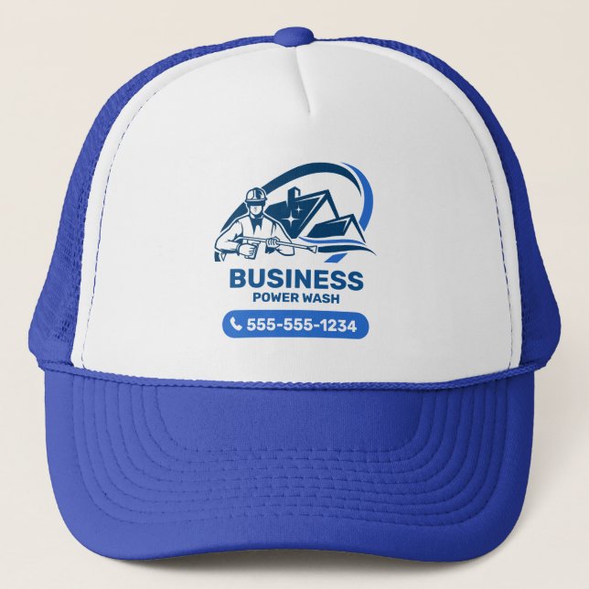 Modern Pressure Washing Power Wash House Cleaning Trucker Hat (Front)