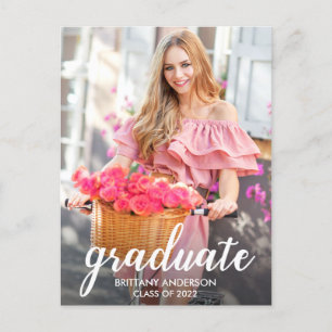Modern Pretty Calligraphy Graduation Announcement Postcard