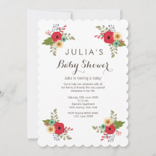Modern Pretty Floral Baby Shower Invite