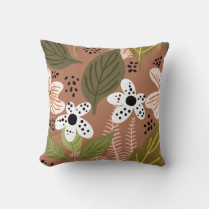 Modern Pretty Foliage Floral Pattern Cushion