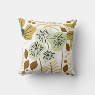 Modern Pretty Foliage Floral Pattern Cushion