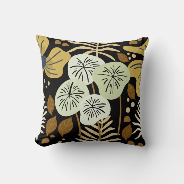 Modern Pretty Foliage Floral Pattern Cushion (Front)