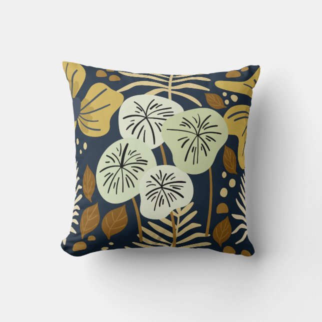 Modern Pretty Foliage Floral Pattern Cushion (Front)