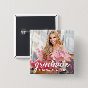 Modern Pretty Graduation Announcement Photo 15 Cm Square Badge