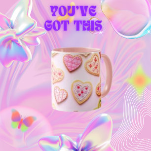 Modern Pretty Heart Valentine Day Cookies Mug