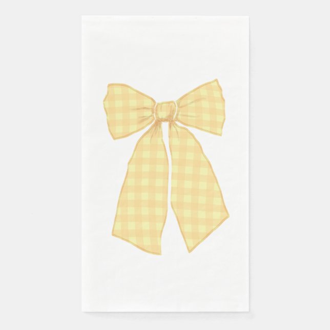 Modern Pretty Peach Gingham Romantic Coquette Bow Napkin (Front)