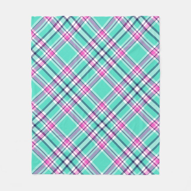 Modern Pretty Preppy Girly Chic Tartan Pattern Fleece Blanket (Front)