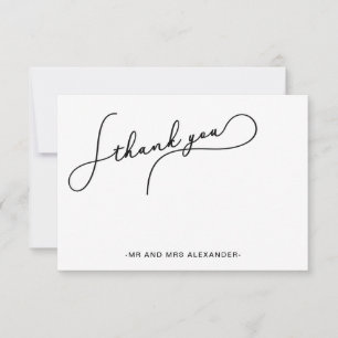 Modern Pretty Script and Faux Gold Dots Thank you Card