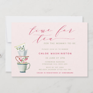 Modern Pretty Tea Cups Baby Shower Tea Party Invitation