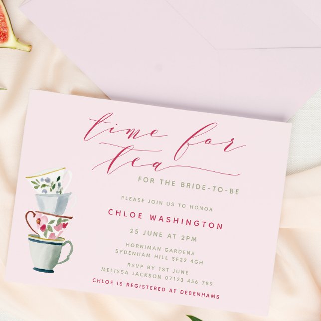 Modern Pretty Tea Cups Bridal Tea Shower Invitation (Creator Uploaded)