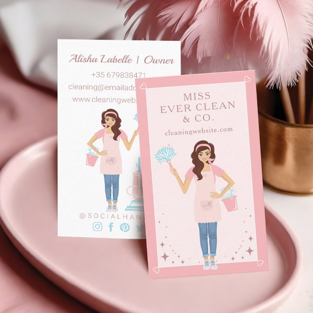 Modern Pretty Woman Cleaning & Maid Services Business Card (Modern Pretty Woman Cleaning & Maid Services Business Card)
