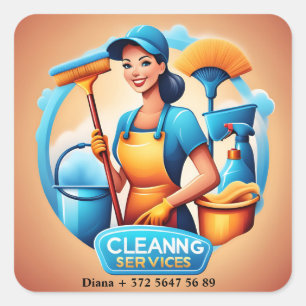 Modern Pretty Woman Cleaning & Maid Services  Square Sticker