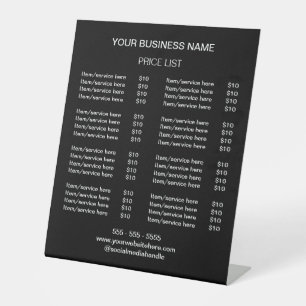 Modern Price List Black White Pedestal Sign