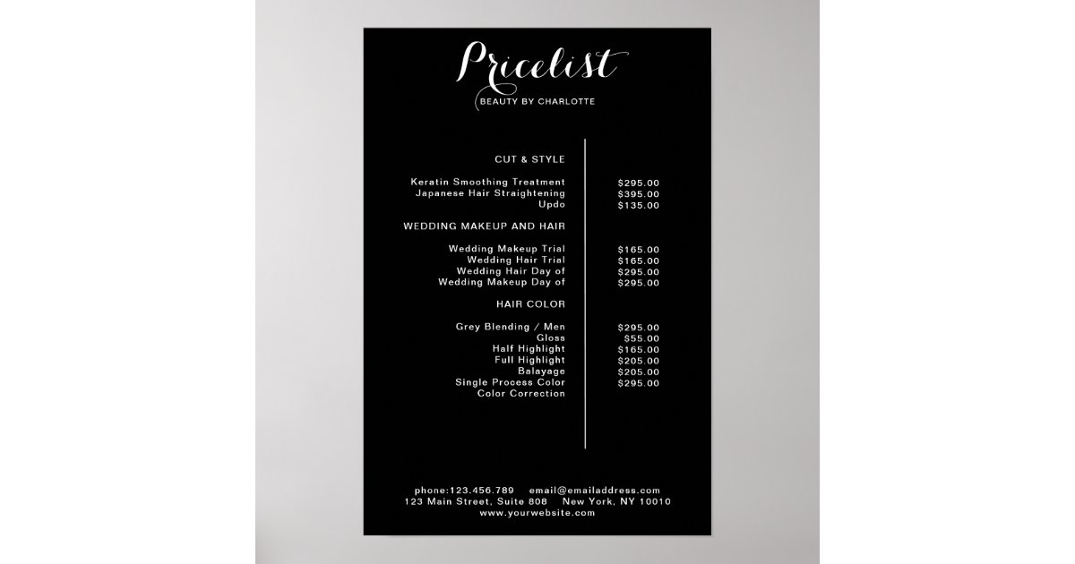 Modern, price list Poster Zazzle