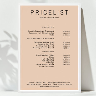 Modern,  price list Poster