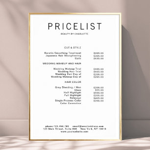 Modern, price list Poster
