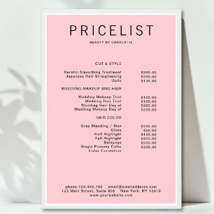 Modern,  price list Poster