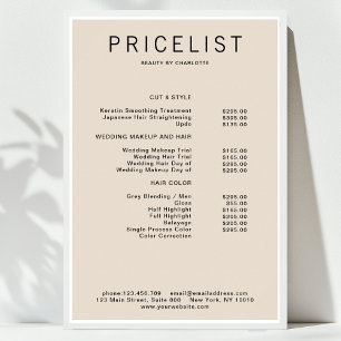 Modern,  price list Poster