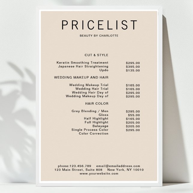 Modern,  price list Poster (Modern, price list Poster)
