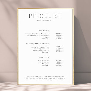 Modern,  price list Poster