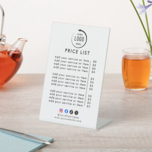 Modern Price List Tabletop Sign