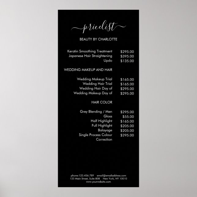 Modern Pricelist Poster (Front)