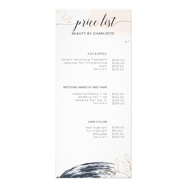 Modern, pricelist rack card (Front)