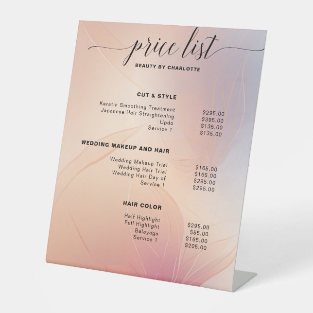 Modern, pricelist Sign (Front)