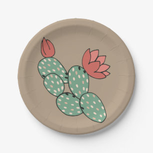 Modern Prickly Pear Cactus Paper Plate