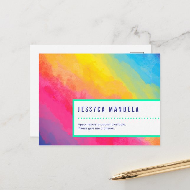 Modern pride rainbow postcard (Front/Back In Situ)