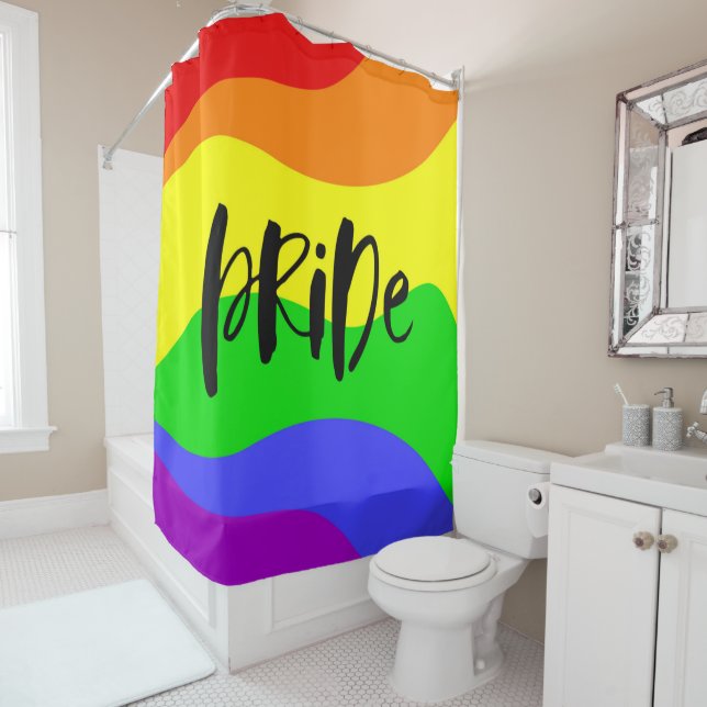 Modern Pride Rainbow Shower Curtain (In Situ)