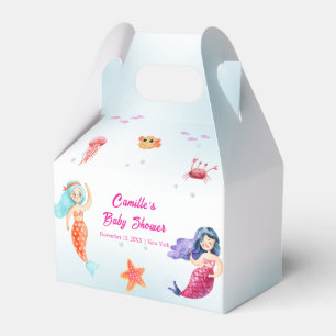 Modern Princess Mermaid Ocean Coral Baby Shower Favour Box