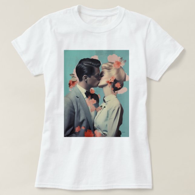Modern Print, Kiss, Woman Man, Love T-Shirt (Design Front)