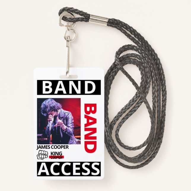 Modern Print Logo Custom Name V.I.P Band Employee ID Badge (Front with Lanyard)