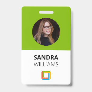 Modern Print Professional Green Custom Employee ID Badge