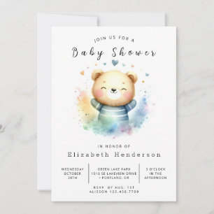 Modern Printable Bear Baby Shower Invitation