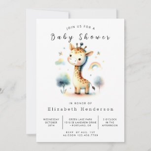  Modern Printable Giraffe Baby Shower Invitation