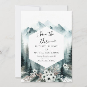 Modern Printable Mountain Wedding Save The Date