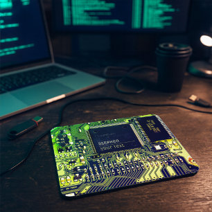 Modern Printed Circuit Board Design Add Name Geeky Mouse Mat